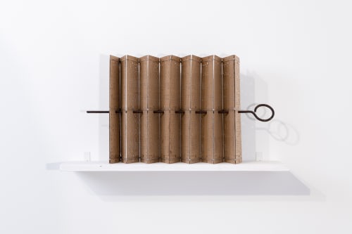 Marinda Vandenheede, Sign of the Times, 2023, Black ink on reclaimed industrial punch cards, 36 x 62 cm. 14 1/8 x 24 3/8 in. (Unframed)