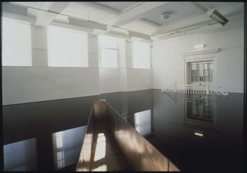 Richard Wilson, Installation shot, Gallery VIII, Art of Our Time exhibition showing  Richard Wilson's work 20:50, 1987