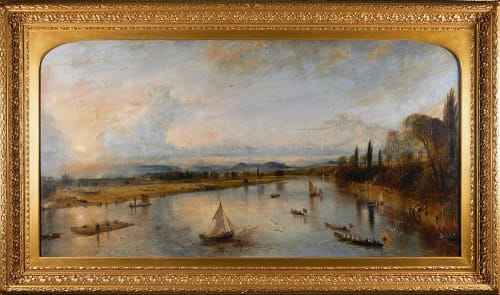 David Octavius Hill RSA, View from the Bridge, - of the North Inch and part of the Fair City of Perth, with the River Tay and the distant Grampians, - Evening, 1850-54, RSA Collections