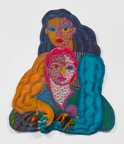 Maria A. Guzmán Capron, Piedra de Mar, 2022. Fabric, thread, batting, stuffing, acrylic paint and spray paint. 50 1/2 x 42 x 4 in. Friedman Family Collection. Courtesy of the artist and Shulamit Nazarian, Los Angeles.