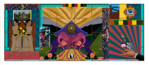 Amir H. Fallah, Break Down the Walls, 2022. Acrylic on canvas, 8 x 20 ft.