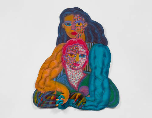 Maria A. Guzmán Capron, Piedra De Mar, 2022. Fabric, Thread, Batting, Stuffing, Acrylic Paint and Spray Paint. 50 1/2 X 42 X 4 In. Courtesy of the Artist and Shulamit Nazarian, Los Angeles.