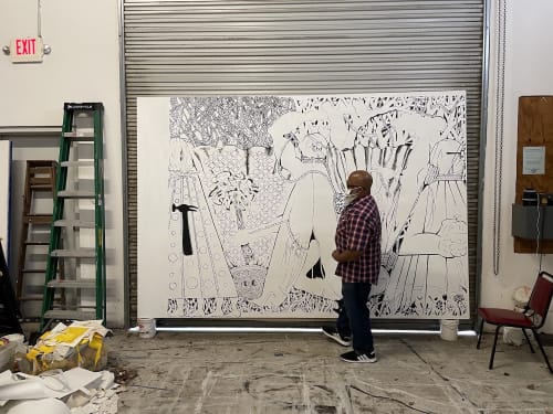 Trenton Doyle Hancock in his studio