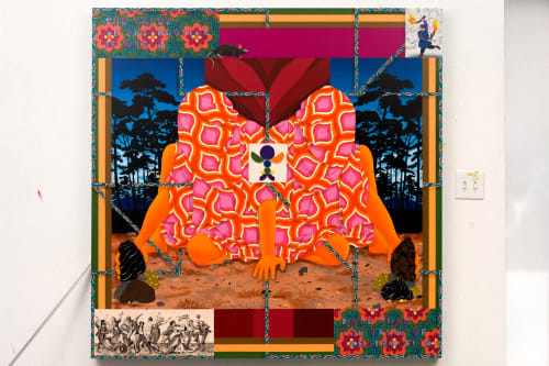 "The Value of Destruction Is Worth More Than the Value of Construction," 2022 acrylic on canvas 5’x5' courtesy of the artist and Shulamit Nazarian, Los Angeles (Yubo Dong/For The Times)