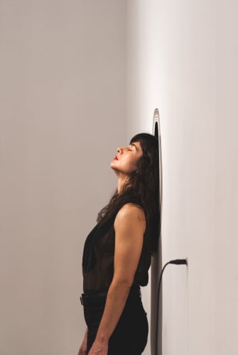 Perimeters performance (2021). Composed and performed by Ale Campos, Fielded, Gabriela Burdsall, Gabrielle Sheerer, Lee Muze, Naama Tsabar, Robbi Robsta, and Sarah Strauss. Image by Michael del Riego, courtesy of The Bass Museum.