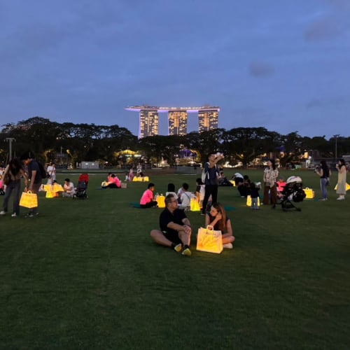 林明弘《Gathering on the Lawn》展場照，政府大廈前大草場，新加坡，藝術家提供。