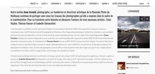 Carte blanche à Anne Immelé : Avant l’effacement : Ester Voplon, Thomas Hauser, Isabelle Giovacchini