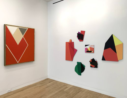 Larry Zox (left) and Willard Boepple (right) in "Hard-Edged: Geometric Abstraction" at Upsilon Gallery UES