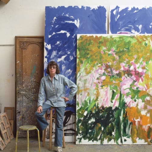 Joan Mitchell in her Vétheuil studio, 1983. Photograph by Robert Freson, Joan Mitchell Foundation Archives. © Joan Mitchell Foundation.