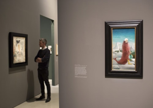 Leonora Carrington’s in “Modern Couples: Art, Intimacy and the Avant-garde” at the Barbican Art Gallery. (Photo by John Phillips/Getty Images for Barbican Art Gallery)