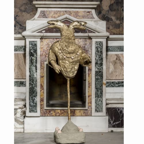 Untitled, 2019, bronze and enamel, cm 48 x 18