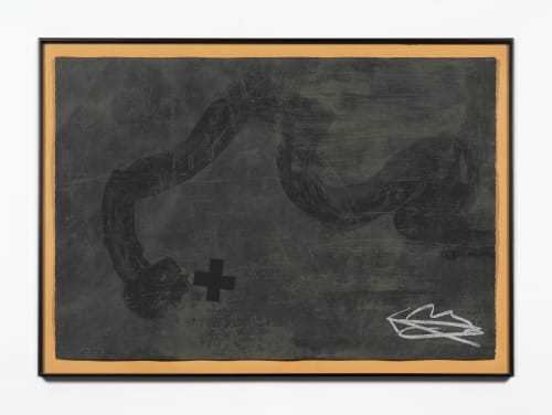 Antoni Tàpies. Sinuos, 1988. Aquatint in two inks (bistre and white) and collagraph on paper Rives black. 29 7/8 x 44 1/8 in (76 x 112 cm). Image courtesy of Zeit Contemporary Art, New York