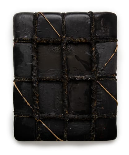 Vincent Tiley. How Bats Drink Water, 2019. Tempera and acrylic on satin chiffon with Mylar and jute rope. 52 × 41 in. (132.1 × 104.1 cm.) Photo: Peter Clough. Courtesy of the artist and Zeit Contemporary Art, New York