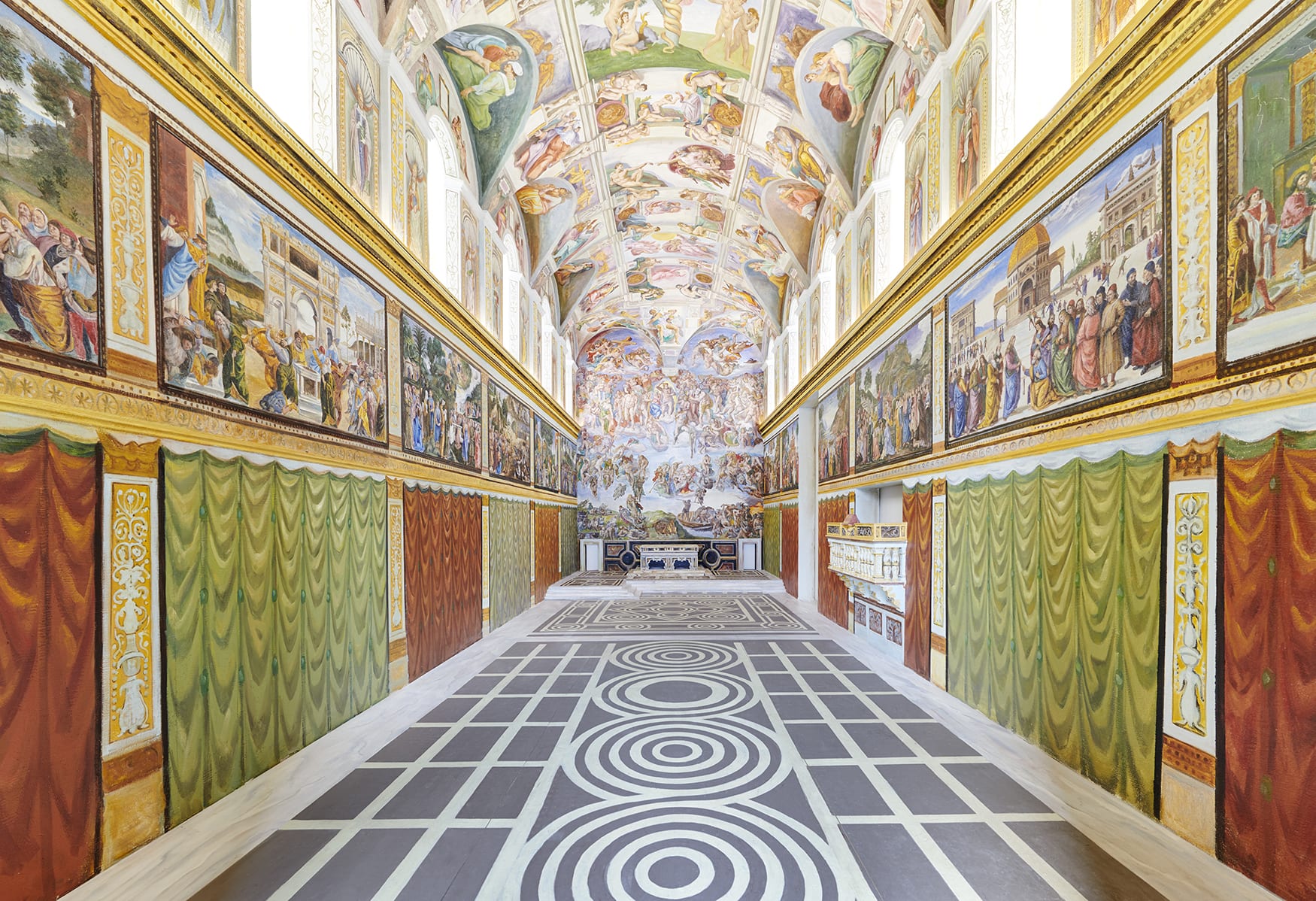 Maurizio Cattelan Untitled (Sistine Chapel), 2018 Fresco painting, pine wood, steel 154 5/8 x 280 3/4 x 107 1/4 in....