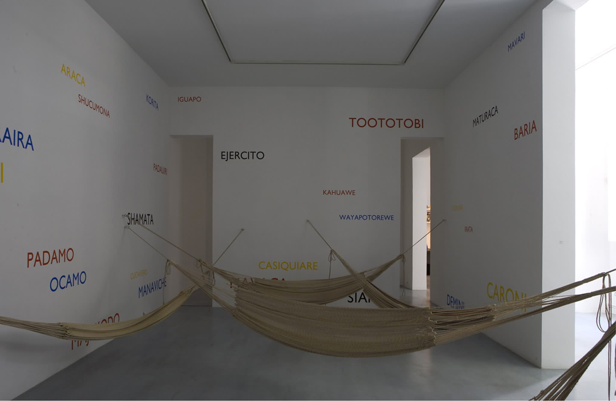 Lothar Baumgarten Watershed (A Typographical Topography of Caribana/Canibali) (Native River Names, La Gran Sabana, Venezuela), 1977 Wall drawing and 5-7...