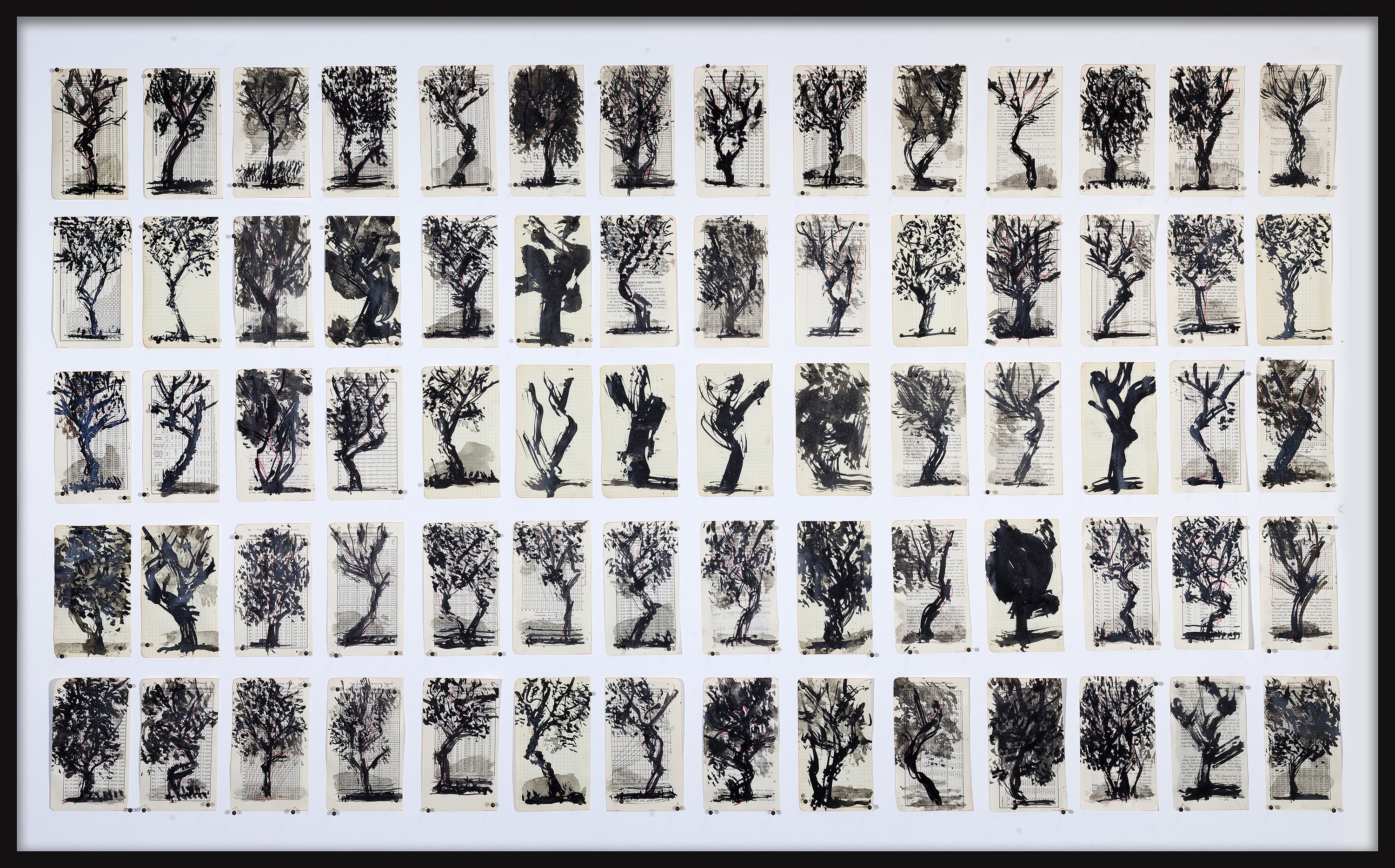 William Kentridge Drawing for Waiting for the Sibyl (Composite of Trees I), 2019 Indian ink on found pages Overall: 33...