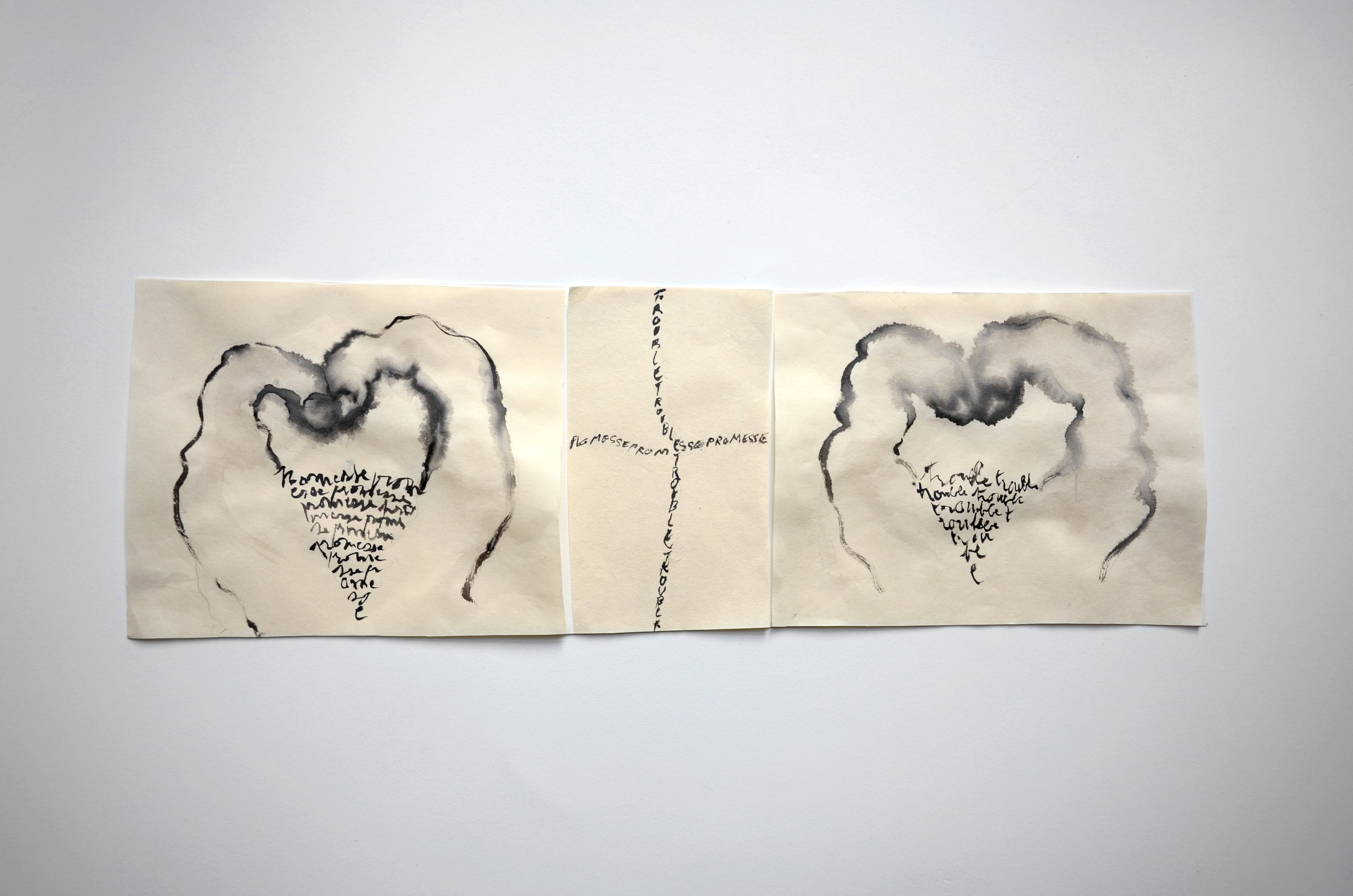 Annette Messager Promesse trouble, 2023 Acrylic on paper 8 1/4 x 25 1/4 in. (21 x 64 cm)