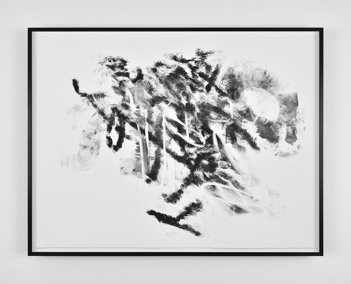 Julie Mehretu Monotype #16, 2018 Monotype with printer ink and occasional acrylic on Hahnemuhle Copperplate 300gsm Sheet: 22 x 29...