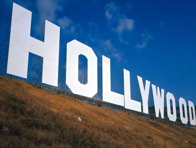 Maurizio Cattelan Hollywood, 2001 Scaffolding, aluminum, lights; Nine giant letters 905 1/2 x 6692 7/8 in. (2300 x 17000 cm)
