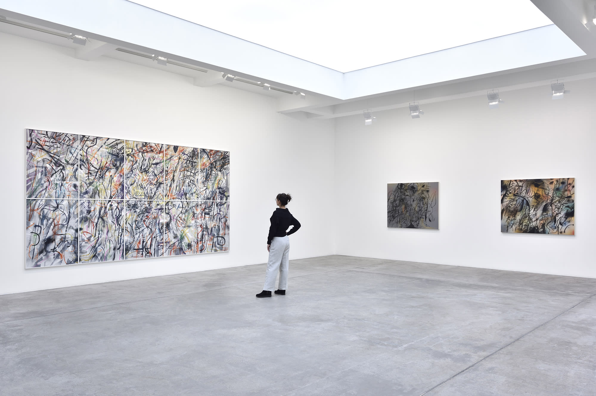 install view of works by Julie Mehretu