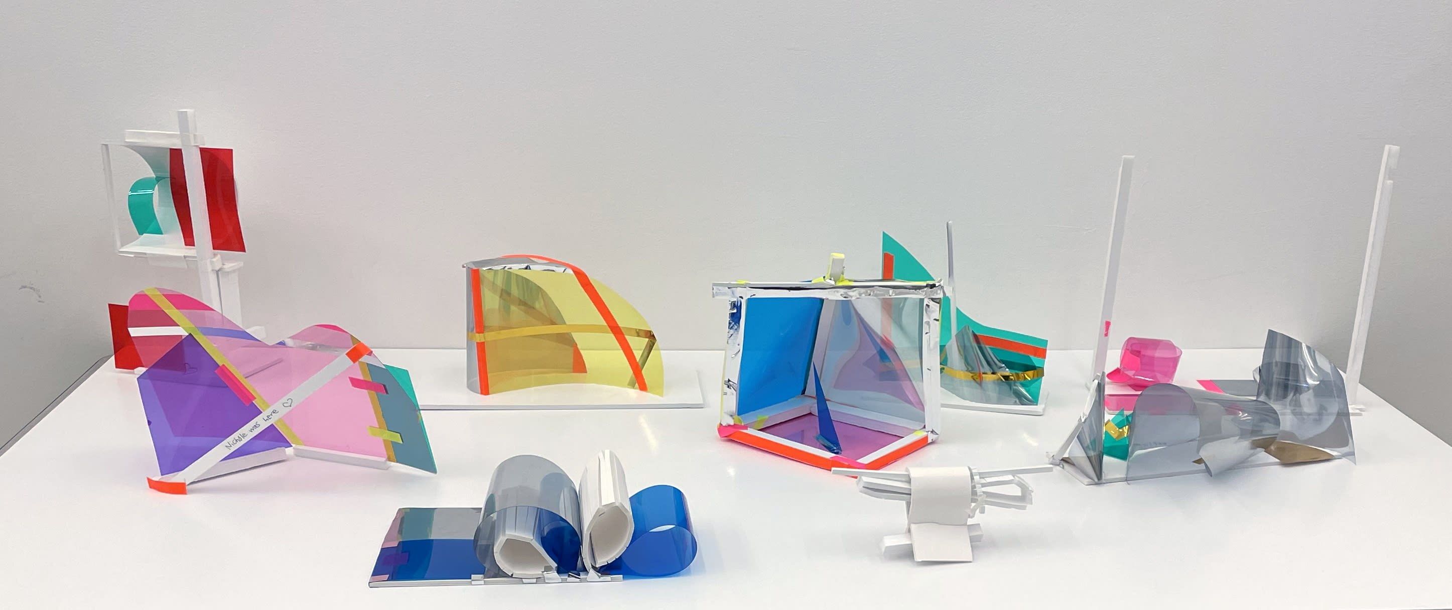 Maquettes created by students who were inspired by the Dan Graham Exhibition at Marian Goodman gallery