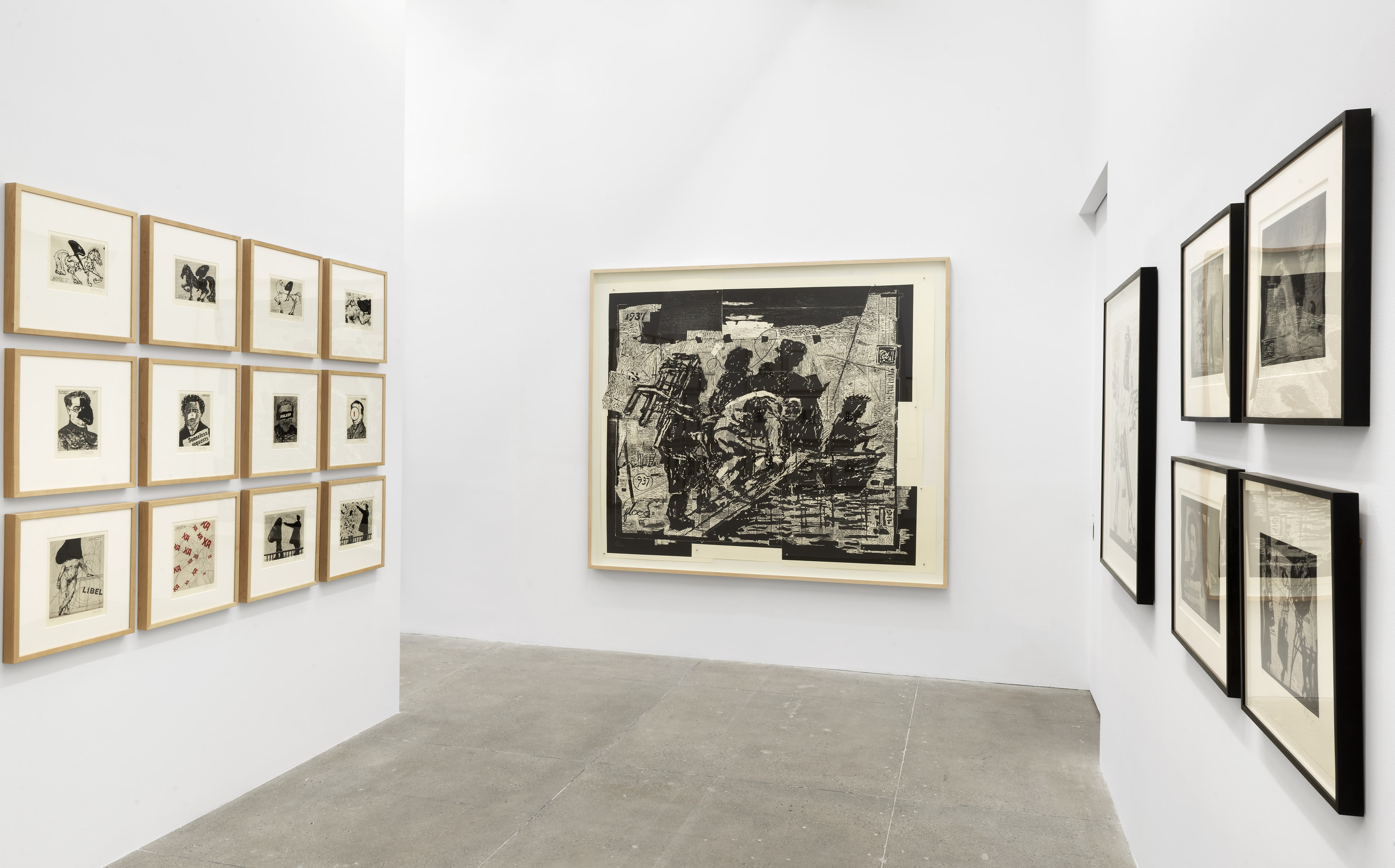 Left wall: Nose, 2006/ 2009; center: The Flood, 2016