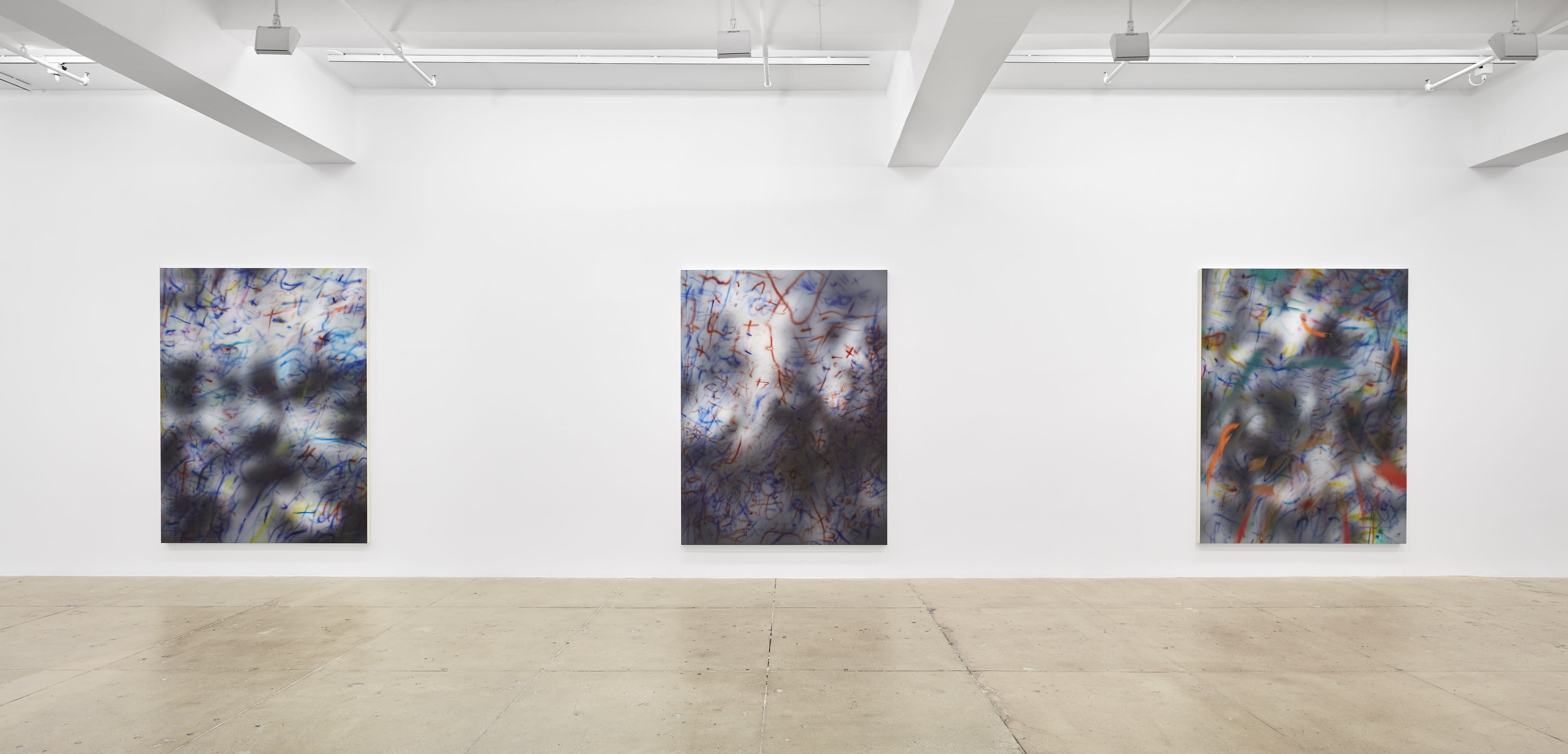 Installation view, Julie Mehretu, New York, 2020