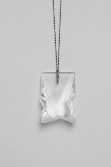 Lin Cheung Keep – Old Pearl Necklace, 2018 Rock Crystal, nylon cord. Pendant 62mm x 42mm x 20mm