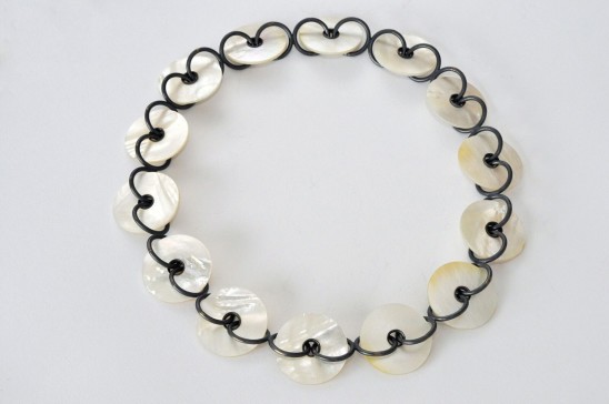 Warwick Freeman Circle Chain Necklace, 2015 pearl shell, oxidized silver