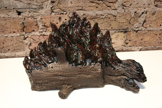 Laura Ford Burning Log Glazed Ceramic 27 x 41 x 15 cm