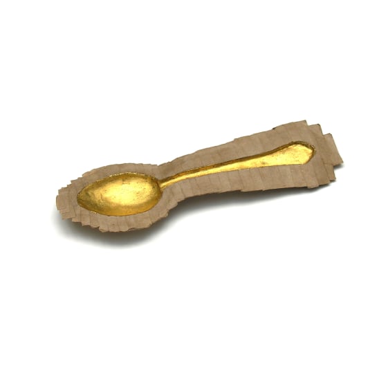 Spoon Series, 2011 - On going Papier Mache, Gold Leaf
