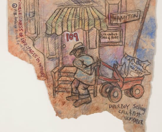 Aminah Robinson, Timelessness of Life Series: Paperboy Sells Call and Post Newspaper, 1982