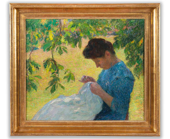 Henri Martin (1860-1943), Femme cousant sous un marronnier, circa 1900-1910