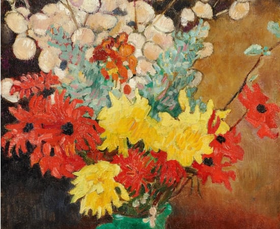 Louis Valtat, Cruche verte, dahlias et fleurs, 1929