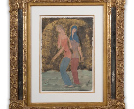 Léonard Foujita (1886-1968), Deux jeunes femmes dans un paysage, Paris, circa 1918