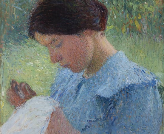 Henri Martin (1860-1943), Jeune femme cousant