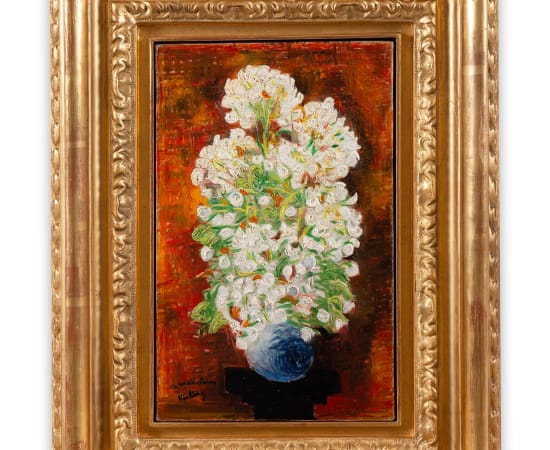 Moïse Kisling (1891-1953), Bouquet de fleurs sur fond rouge-orangé, circa 1928