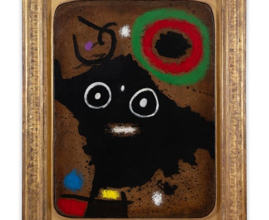 Joan Miró (1893-1983), Tête de femme et oiseau par une belle journée bleue, March 27, 1963