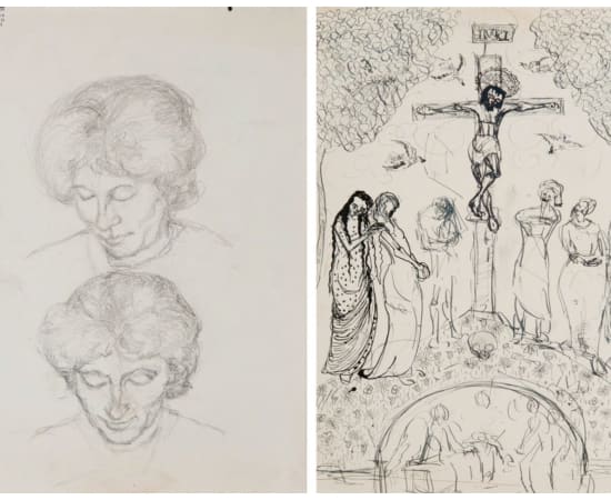 Alberto Giacometti, Double étude d'Annetta Giacometti, circa 1920