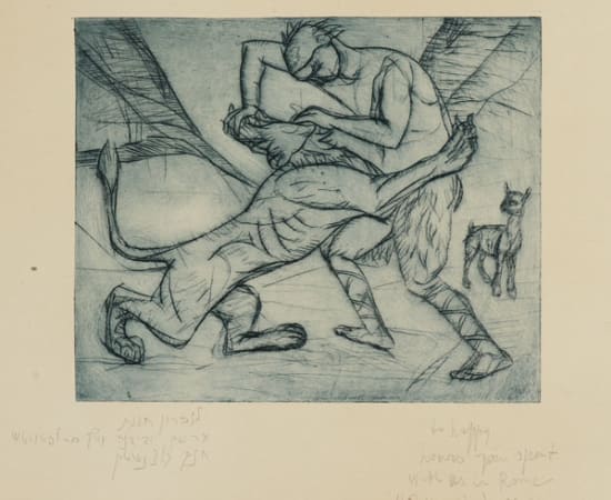 Enrico Glicenstein, Man Struggling with Lion, 1927