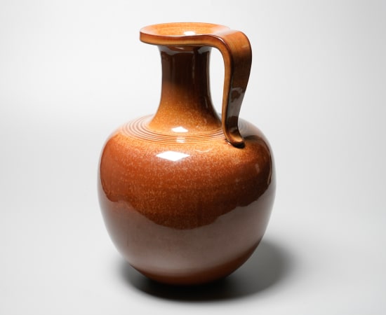 Miyanohara Ken 宮之原 謙, Shu-Tenmoku Glazed Large Jar with Handle 朱天目釉手付壺