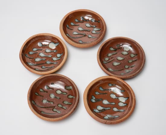 Hamada Shoji 濱田庄司, Persimmon glazed small plates, set of 5