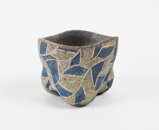 Takeuchi Shingo 竹内真吾, Inlaid Blue Guinomi, 2021