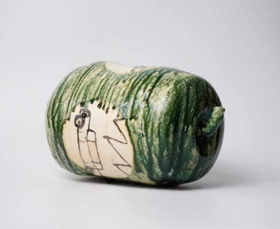 Suzuki Goro 鈴木五郎, Oribe Sculpture 'Togan(Water Melon)' 絵織部 冬瓜, 2003