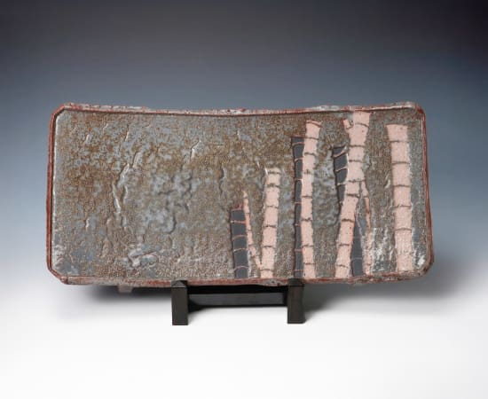 Wakao Toshisada 若尾利貞, Nezumi Shino Platter, Impressions of a Bamboo Grove 長皿