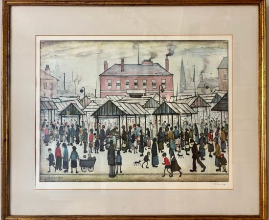 L.S Lowry, A Market Scene in a Northern Town, 1973