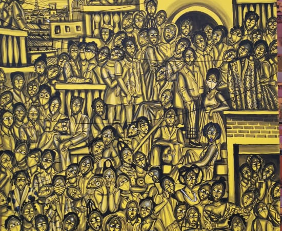 Obou Gbais, Anono crowd yellow, 2020