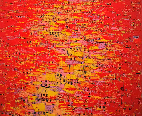 Ablade Glover, Red Cityscape, 2016
