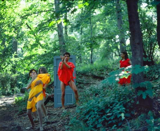 Rivers, First Draft: The Debauchees dance down the hill, the Woman in Red falls further behind, 1982/2015
