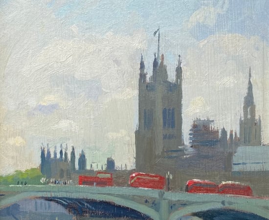 Daisy Sims Hilditch, London Buses towards Houses of Parliament, 2022